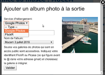 Ajouter un album photo à une sortie