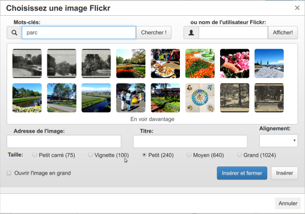 Choix d'une image sur FlickR