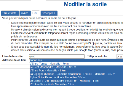 Création de sortie, troisième onglet