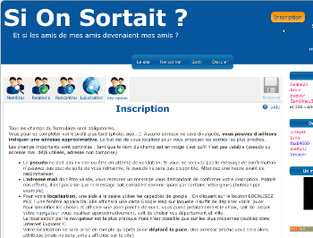 le bouton et la fenêtre d'inscription sur Si On Sortait
