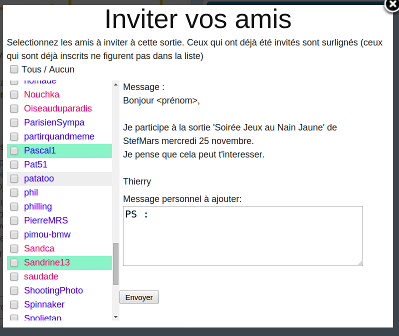 inviter des amis à une sortie