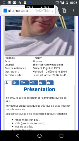 Si On Sortait mobile : profil utilisateur en portrait