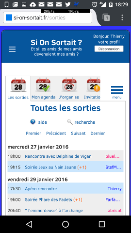 Si On Sortait mobile : liste des sorties en portrait