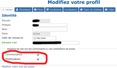 modification de profil