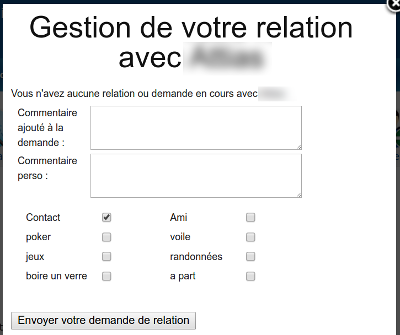 Classer un ami par type de relation