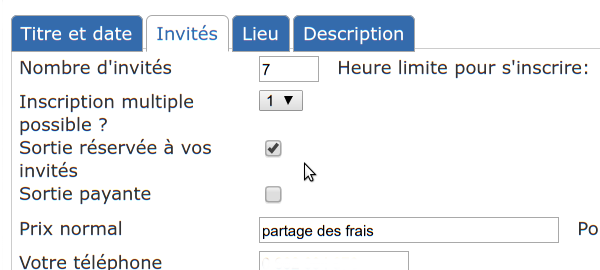 Sortie limitée aux seuls invités