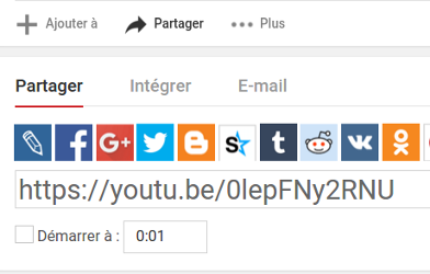 Retrouver le code de partage YouTube